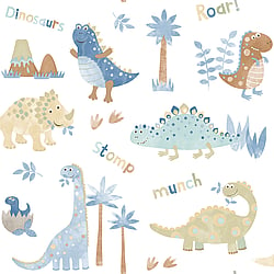 Galerie Wallcoverings Product Code G78363 - Tiny Tots 2 Wallpaper Collection - Blue Beige Colours - Dinosaurs Design