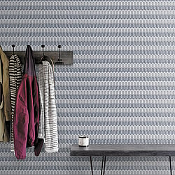 Galerie Wallcoverings Product Code GX37611 - Geometrix Wallpaper Collection - Navy Grey Colours - Zig Zag Design