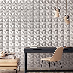 Galerie Wallcoverings Product Code GX37630 - Geometrix Wallpaper Collection - Silver Grey Colours - Cubist Design