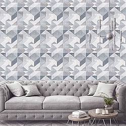 Galerie Wallcoverings Product Code GX37654 - Geometrix Wallpaper Collection - Navy Grey Colours - Silk Screen Geometric Design