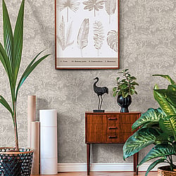 Galerie Wallcoverings Product Code HV41029 - Havana Wallpaper Collection - Cream Grey Metallic Colours - Havana Tree Motif Design