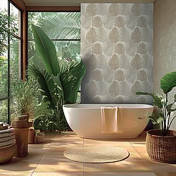 Galerie Wallcoverings Product Code HZ62074 - Horizon Wallpaper Collection - Beige Grey Metallic Colours - Palm Leaf Design