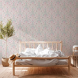 Galerie Wallcoverings Product Code MC61008 - Maison Charme Wallpaper Collection - Green, Pink, White, Blue Colours - Step into a world of quintessential French chicness with this mesmerizing print. Immerse yourself in its exquisite details, where blossoms, wispy leaves and graceful birds intertwine, evoking the essence of spring. This elegant print breathes life into every room it graces, infusing your space with warmth, charm, and a touch of timeless beauty. Let this gorgeous floral and bird motif transport you to a realm of captivating allure and enchantment. Design