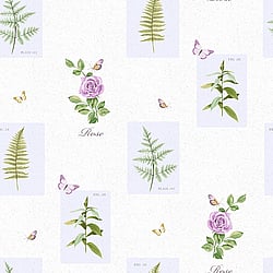 Galerie Wallcoverings Product Code S45207 - Country Cottage Wallpaper Collection - Lilac Green Colours - Rose Botanical Motif Design