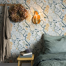 Galerie Wallcoverings Product Code S65103 - Sommarang 2 Wallpaper Collection - White Orange Multi-coloured Colours - Floral Vines Design