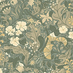 Galerie Wallcoverings Product Code S83104 - Sommarang Wallpaper Collection - Grey Colours - Swedish Flowers and Leaves Design