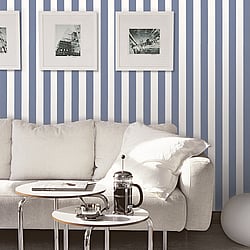 Galerie Wallcoverings Product Code SY33921 - Simply Stripes 2 Wallpaper Collection - Blue Colours - Tent Stripe Design