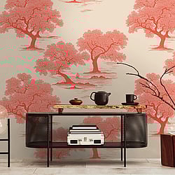 Galerie Wallcoverings Product Code WH45242M - Welcome Home Murals Wallpaper Collection - Cream, Pink, Red Colours - The Painted Oak Design