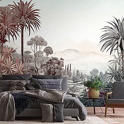 Galerie Wallcoverings Product Code WH45268M - Welcome Home Murals Wallpaper Collection - Green, Red, White Colours - Tropical Jungle Landscape Design