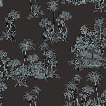 Galerie Wallcoverings Product Code 12600 - Ted Baker Fantasia Wallpaper Collection - Black Turquoise Colours -  