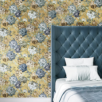Galerie Wallcoverings Product Code 42536 - Opulence Wallpaper Collection - Mustard Yellow Blue Colours -  