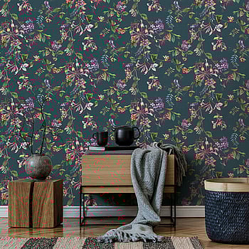 Galerie Wallcoverings Product Code 47454 - Flora Wallpaper Collection - Grey, Blue, Green Colours -  