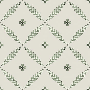 Galerie Wallcoverings Product Code 51024 - Blomstermala Wallpaper Collection - Green White Colours -  
