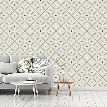 Galerie Wallcoverings Product Code 51024 - Blomstermala Wallpaper Collection - Green White Colours -  