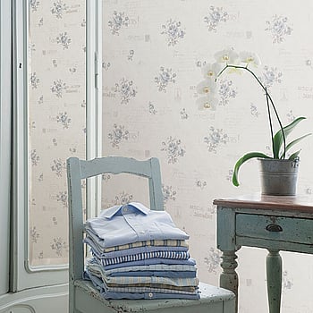 Galerie Wallcoverings Product Code G45081 - Vintage Rose Wallpaper Collection - Blue Cream Colours -  